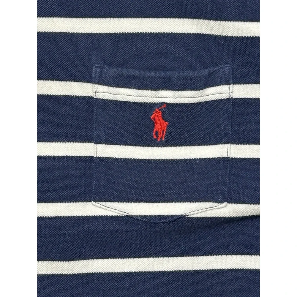 Polo Ralph Lauren Mens Black White Striped‎ Short Sleeve Polo Shirt Pocket Sz XL